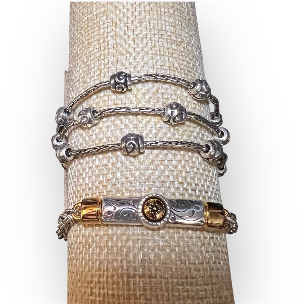 Brighton Silver Plated Reno Heart and Two-Tone Venezia Bar Bracelet Set